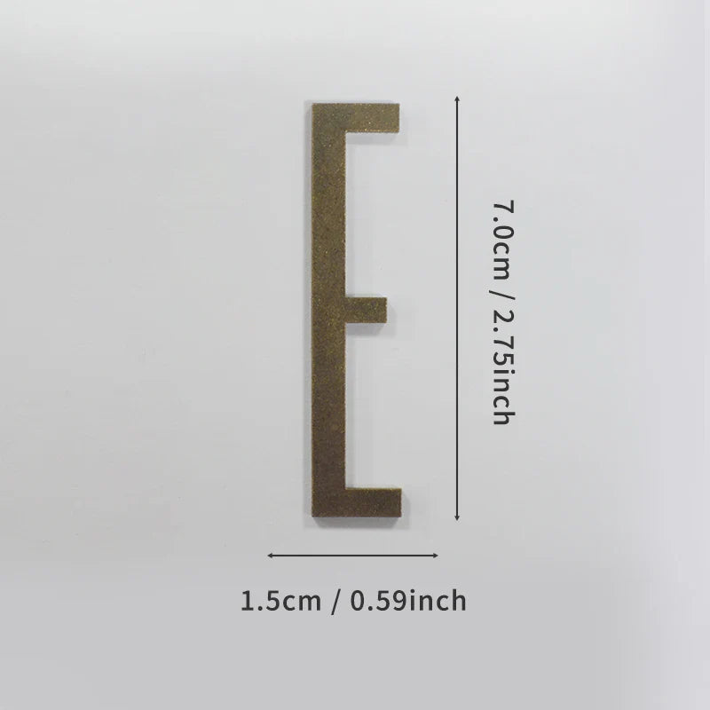 Bronze Self Adhesive House Number Metal English Alphabet Letters for Apartment Room Door Plate Table Mailbox Number Stickers 7cm