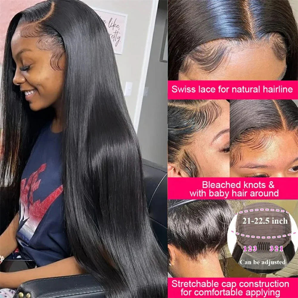 360 Lace Wig | Brazilian Bone Straight Hair | 13x6 & 13x4 Lace Frontal Wigs | 30-36 Inches