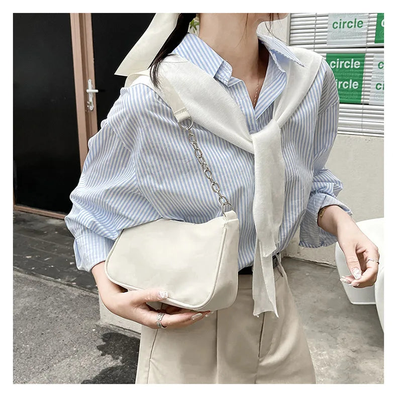 Shoulder Bags Women Underarm Chain Bag | PU Candy Colors Zipper Summer Simple Students Daily Casual Handbags