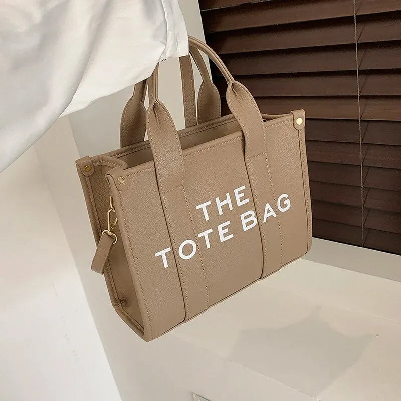The Tote Bag for Women | Crossbody Female Handbag & New Solid Words Letter Leisure Large Bag (Luxury Fashion Designer PU Bag)