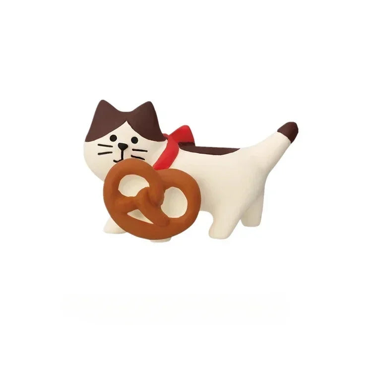 1pc ZAKKA Japanese Cat Food Bakery Coffee Shop Scene Decoration Resin Crafts Small Ornaments Croissant Donut Dessert Cupcake
