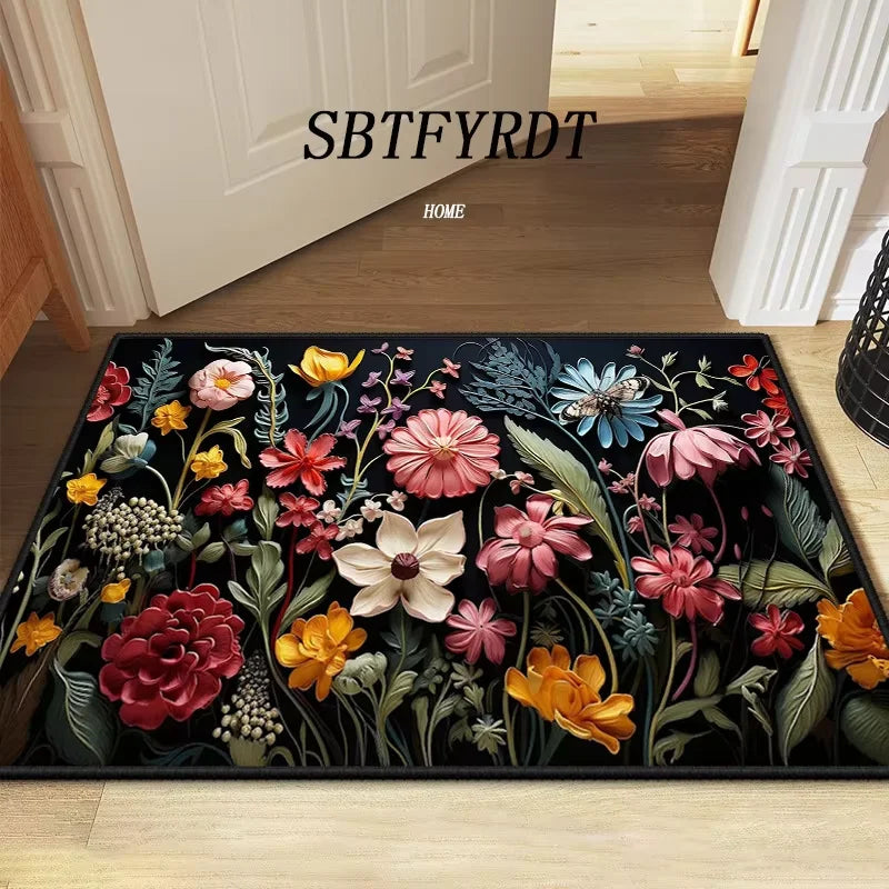 VIKAMA Beautiful Flower Mat Door Mat Outdoor Carpet Welcome Mat Soft Living Room Carpet Rug For Bedroom Soft Home Decoration