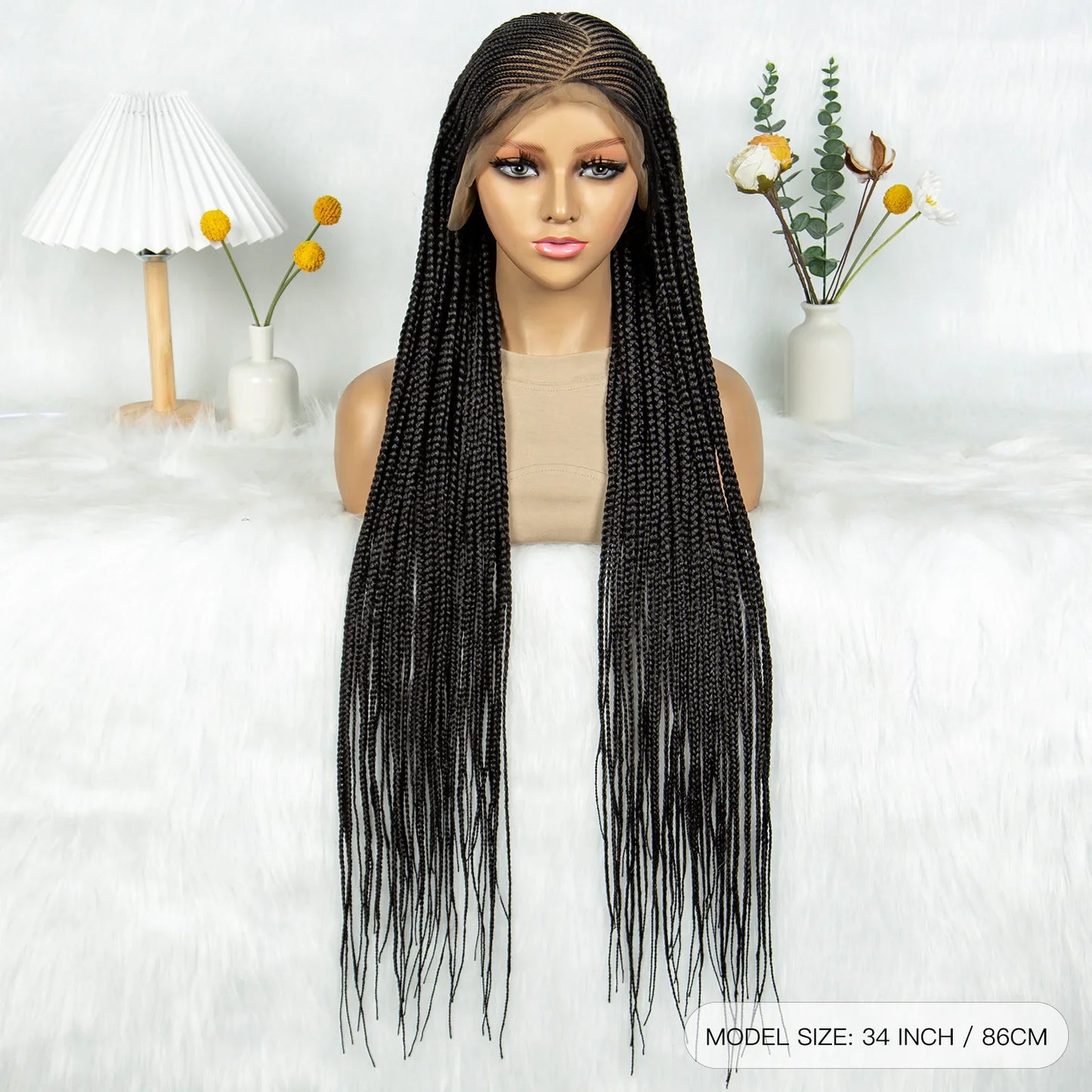 Full Lace Cornrow Box Braids Wig | Crochet Braided Style