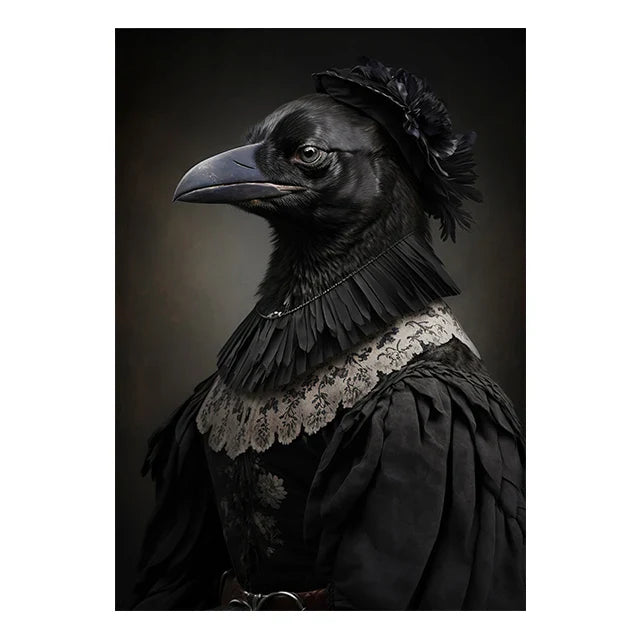Retro Crow Witch Bat Skull Dark Academia Gothic Victorian Style Wall Art Canvas Painting Poster Print Halloween Gifts Room Decor
