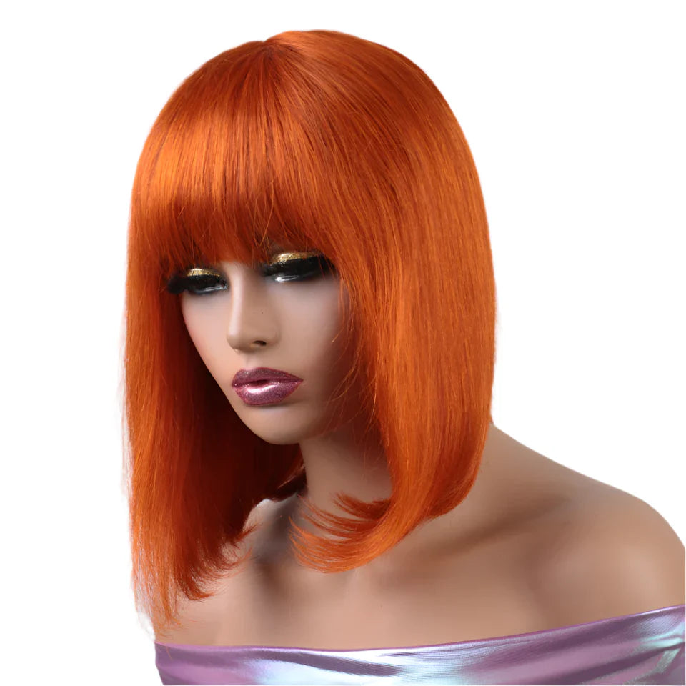 Rebecca Straight Bob Wig with Bangs | Remy Human Hair 10-14 Inches