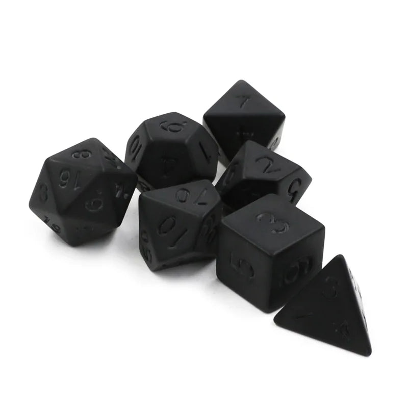 7 Pcs/set  Scrubs Pure Black Digital Dice Board Gameaccessories