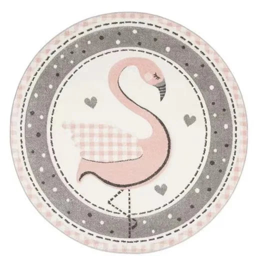VIKAMA Cartoon Animal Imitation Cashmere Round Carpet Living Room Bedroom Bedside Sofa Decorative Carpet Anti-slip Washable Rug