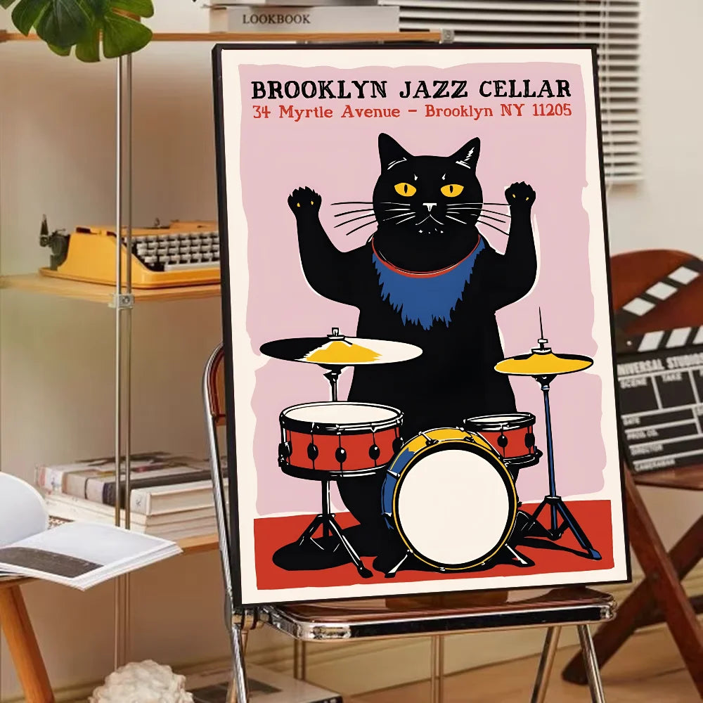 Modern Pop Black Cat Wall Art Poster Poster Paper Print Home Living Room Bedroom Entrance Bar Cafe Art Painting Decoration