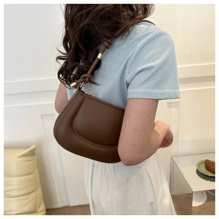Soft PU Leather Ladies Crossbody Bag | Women's Purple Underarm Bag & Retro Solid Color Handbag (Fashion Design Girl Small Shoulder Bag)