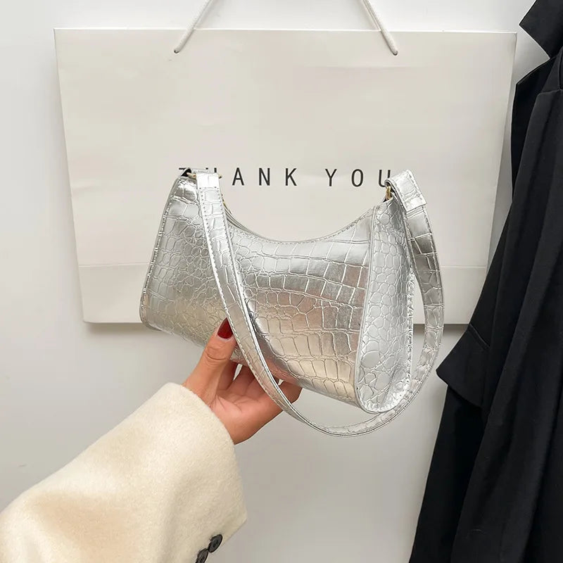 Solid Color PU Leather Women's Underarm Bag | New Luxury Designer Female Casual Shoulder Bag (Tote Clutch Purse & Banquet Handbag)
