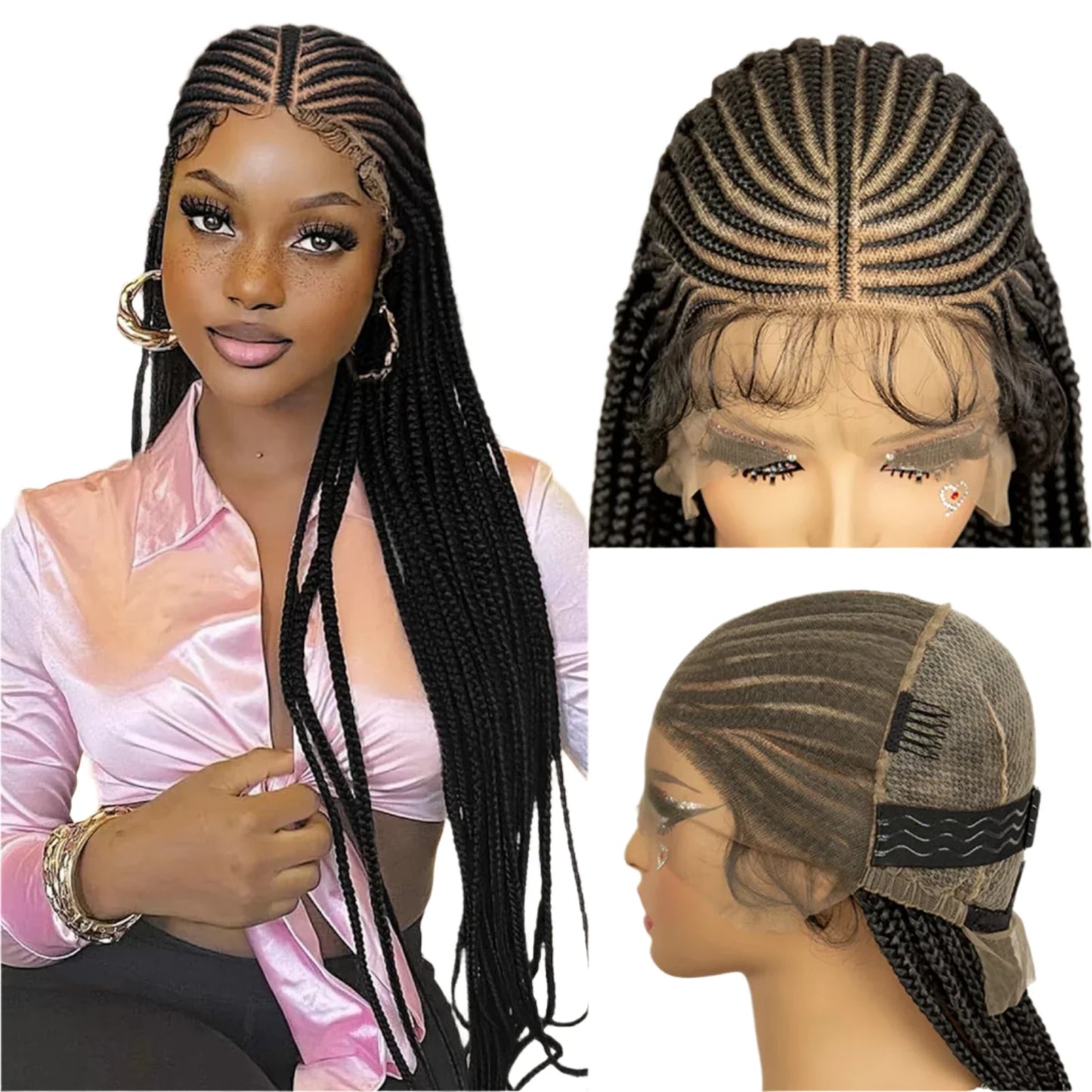 Full Lace Braided Wig Synthetic Braid Wigs Lace Frontal Wig with Baby Hair Box Braided Wig for Black Women Knotless Braid Wigs