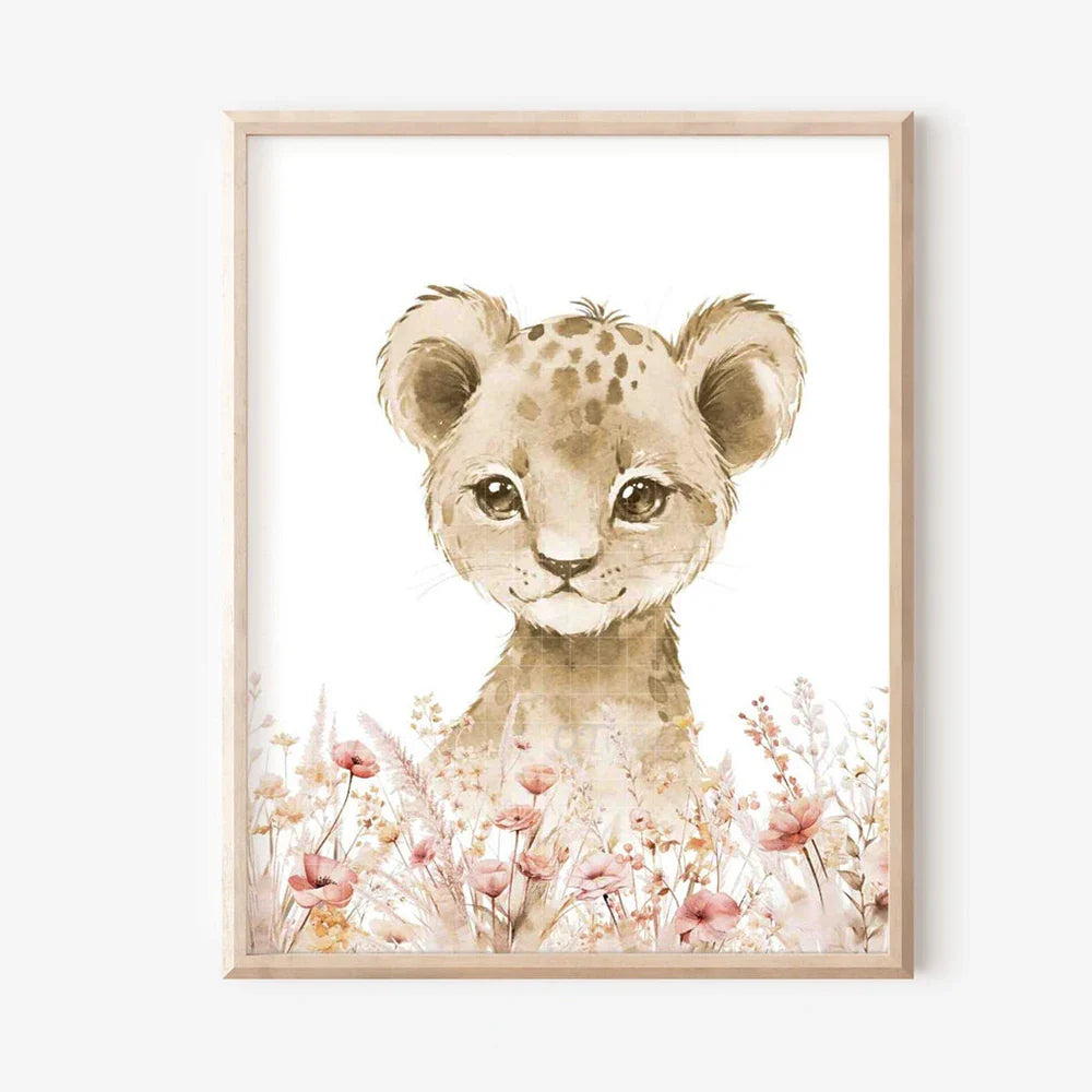 Nordic Modern pink Cute Animal Elephant Giraffe Cat Prints Canvas Painting Poster For Living Room Play Room Kids Room Home Decor