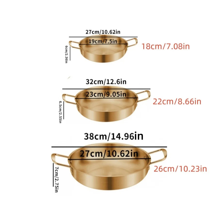 Japanese Silver Gold Stainless Steel Double Handle Noodle Soup Cooking Pot Mini Hot Pot 18-26CM
