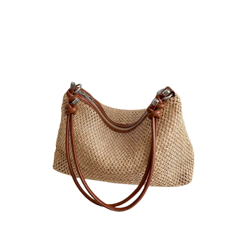 Handmade Braid Straw Bag | Large Capacity Summer Beach Shoulder Bag & Women Girls Fashion Handbag (Rattan Woven Tote for Ladies)