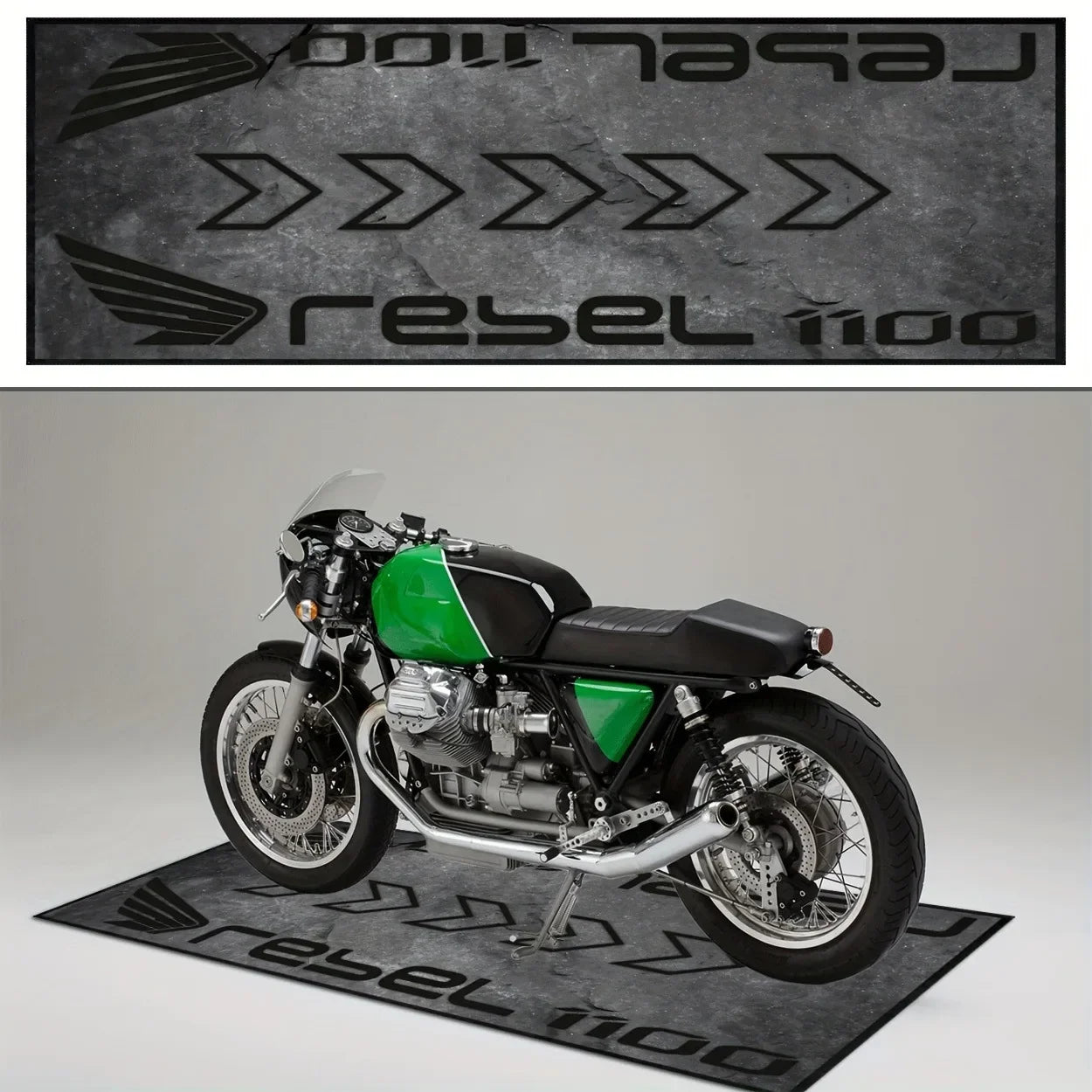 VIKAMA Premium Flannel Motorcycle Carpet, Motorcycle Floor Mat, Parking Mat, Oil-Proof, Anti-Slip, Stain-Proof, Home Decoration