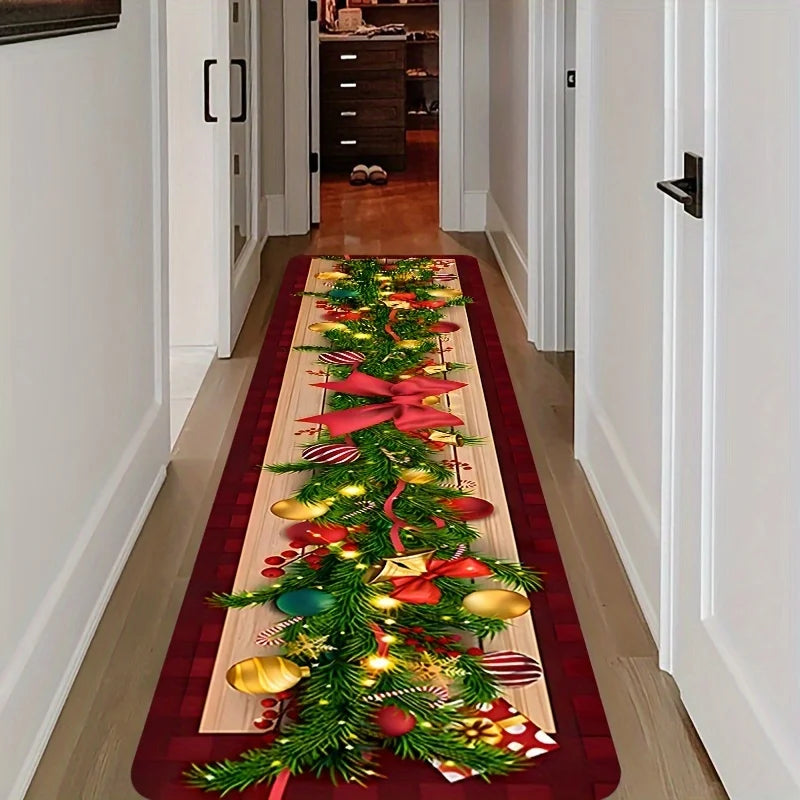 VIKAMA Christmas Carpet Long Carpet Hallway Rug Soft Living Room Carpet Rug For Bedroom Doormat Welcome Mat Christmas Decoration