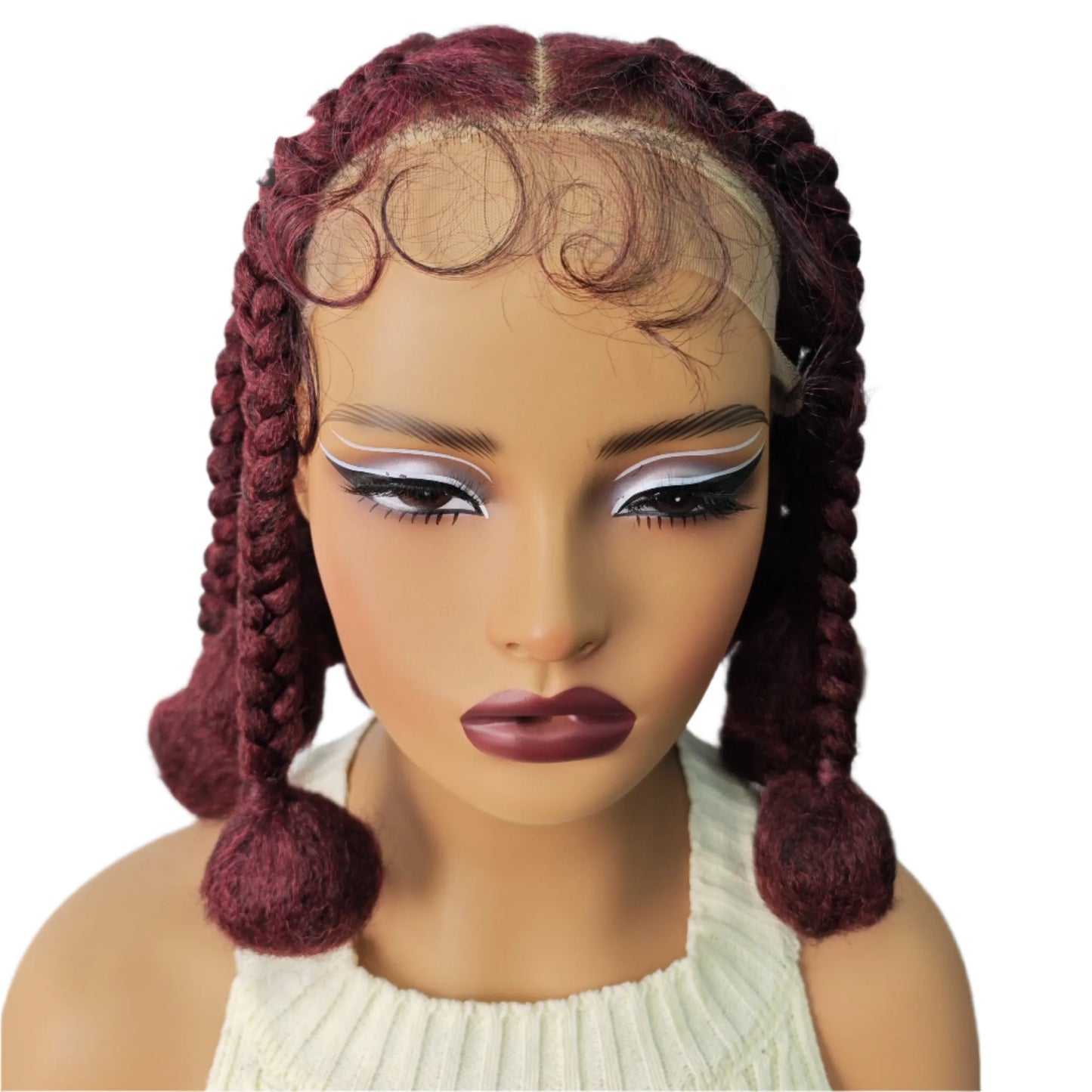 12" Ombre #27 Synthetic Braided Wig - Transparent Lace Front, Box Braids, Baby Hair