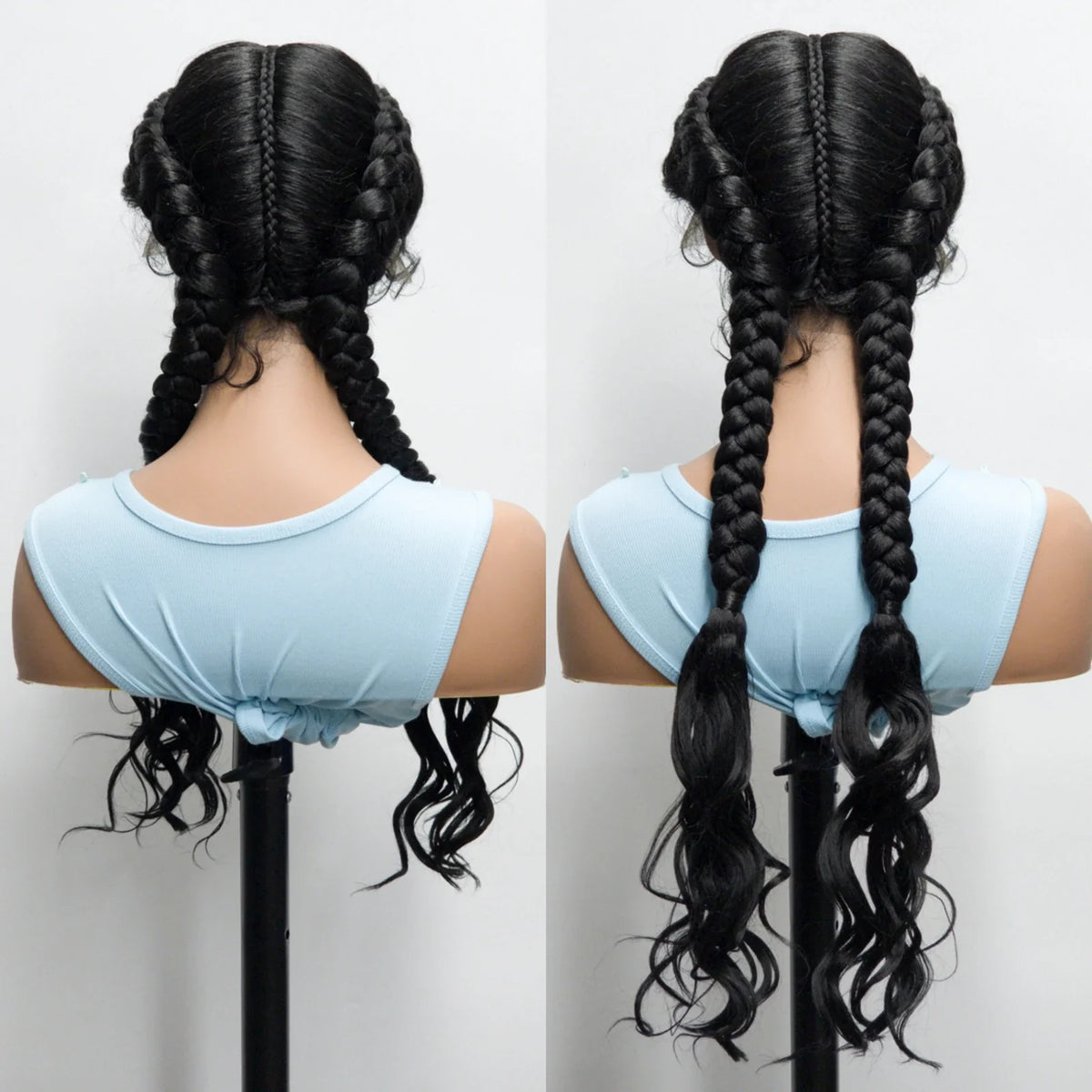 34" Twist Braids Wig | Curly Ends | Lace Front | Baby Hair | Natural Color