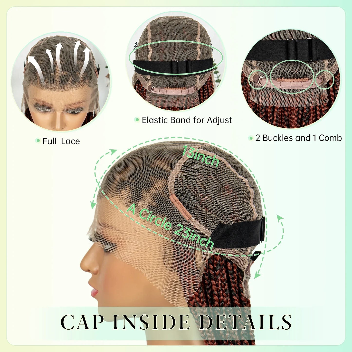 KIMA Box Braided Wig Synthetic Full Lace Braided Wig Cornrow Braids Wig With Baby Hair Transparent Lace Knotless Faux Locs Wig