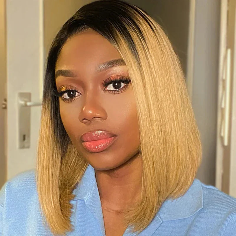 Ombre Straight Bob Wig | 1B/27 | 13x4 Transparent Lace Front Human Hair