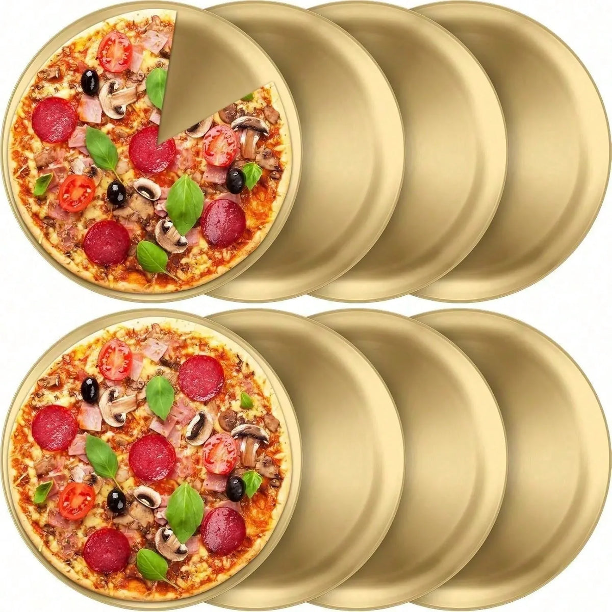 8pcs Korean Stainless Steel Barbecue Thick Gold Round Plate 17CM Barbecue Plate Steel Food Serving Trays Dinner Plates