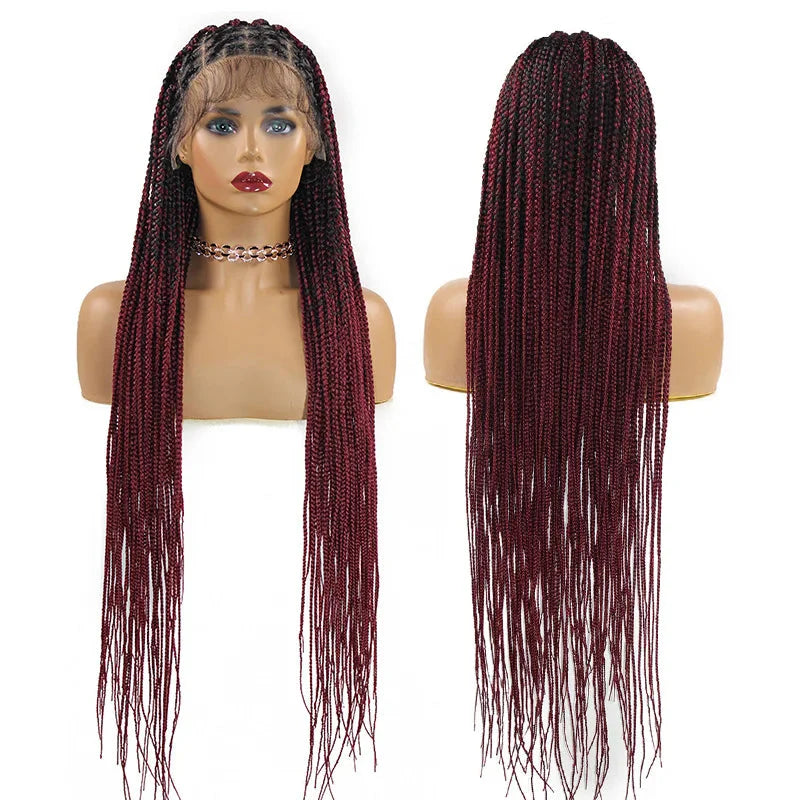 Product Title: Criss Cross Knotless Box Braids Full Lace Wig | Baby Hair | Synthetic Cornrows | Braided Lace Front Wig