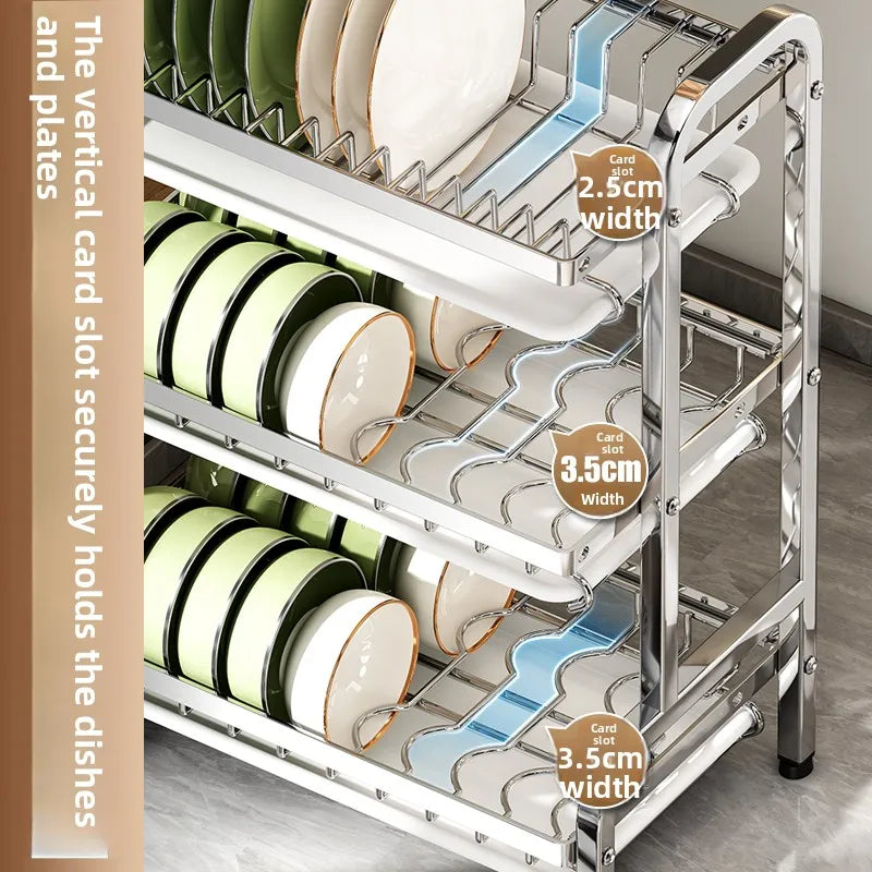 stainless steel Dish Dryer Rack,Compact Kitchen Dish Rack,Screeper Set,Large Rust Proof Dish Screeper With Utensils Holder