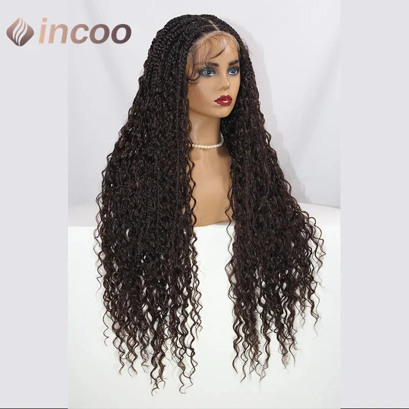 613 Blonde & Burgundy Butterfly Braids Wig | 36" Full Lace | Goddess Locs & Box Braids