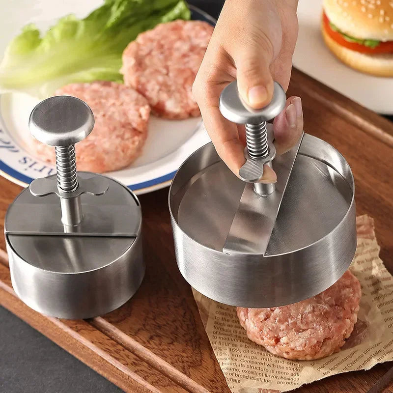 304 Stainless Steel Hamburger Meat Press Patty Maker Round Non-Stick Thickness Adjusted outdoor picnic Kitchen Beef Rice BBQTool