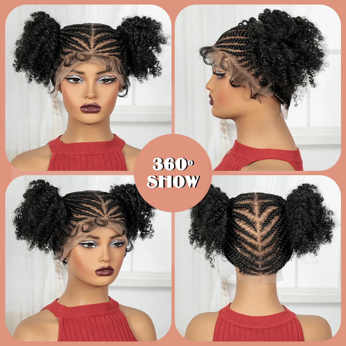 Cornrow Bantu Braids Wig | Full Lace Frontal | Baby Hair | Cosplay & Daily Wear