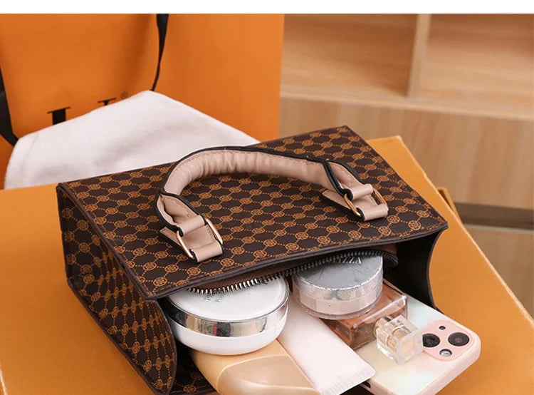 Fashion Square Small Top-Handle Bags | Casual Tote PU Leather Plaid Crossbody Shoulder Bag (Women's Handbags for Daily Use & Gift
