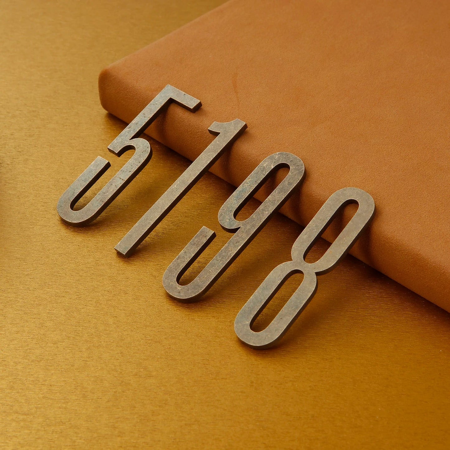 Bronze Door Number with Backing Adhesive 7cm Metal House Number Apartment Door Number for Outdoor Hotel Home Mailbox Label