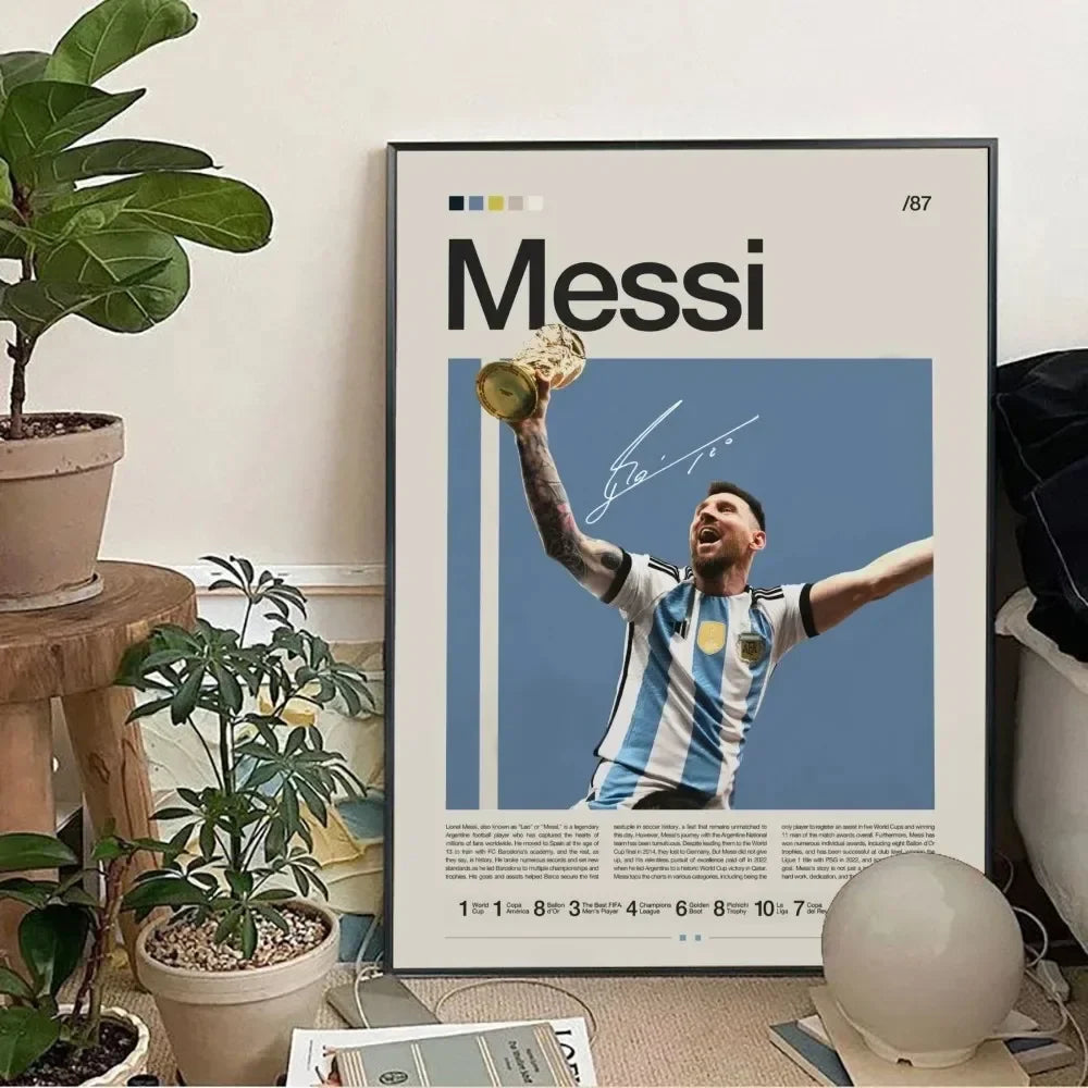 Classic, Sports - Rionel Messi - Football, Wall Art, Canvas Print Poster, Home Living Room Bedroom Decor, Stadium Wall Art