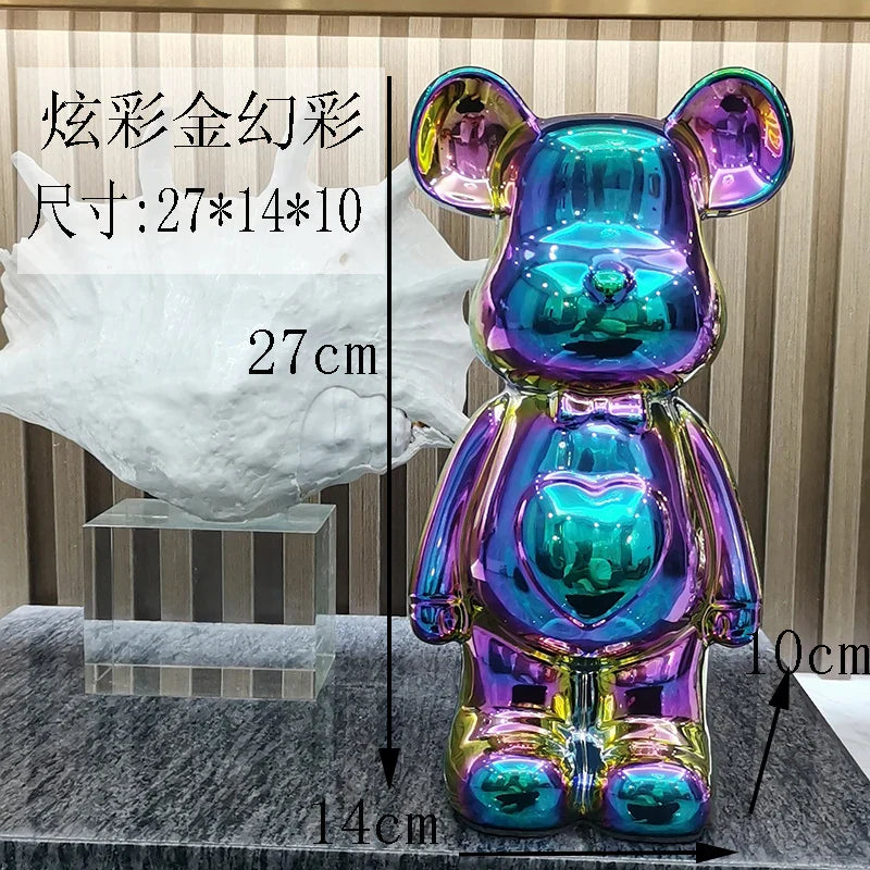 27/cm Ceramic Cartoon Teddy Bear Figurine Love Bear Ornament Living Room Small Piggy Bank Wine Cabinet Desktop Home Decoration