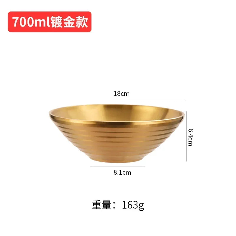 Gold Mixed Noodles, Instant Noodles, 304 Stainless Steel Bowls, Heat Insulation, Japanese Lamian Noodles Bowls.