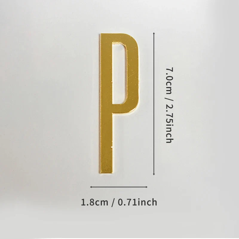 Golden Self Adhesive House Number Metal English Alphabet Letters for Apartment Room Door Plate Table Mailbox Number Stickers 7cm