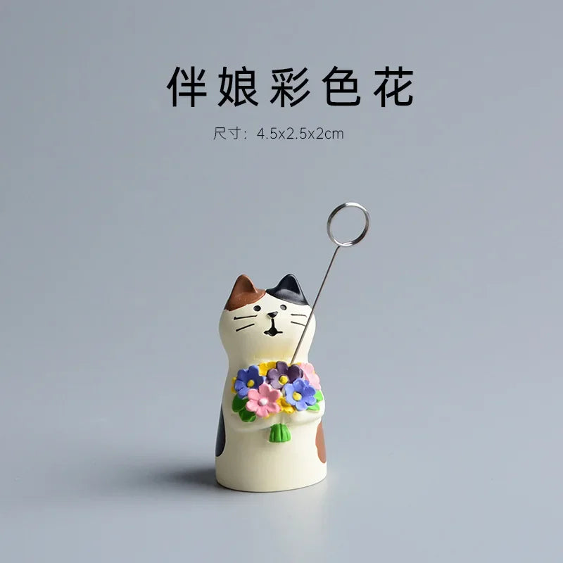 Cute Cat Wedding Zakka Figurine Bride Baby Stroller Resin Model Miniatures Model Cake Ornaments Decor Crafts Desktop Accessories