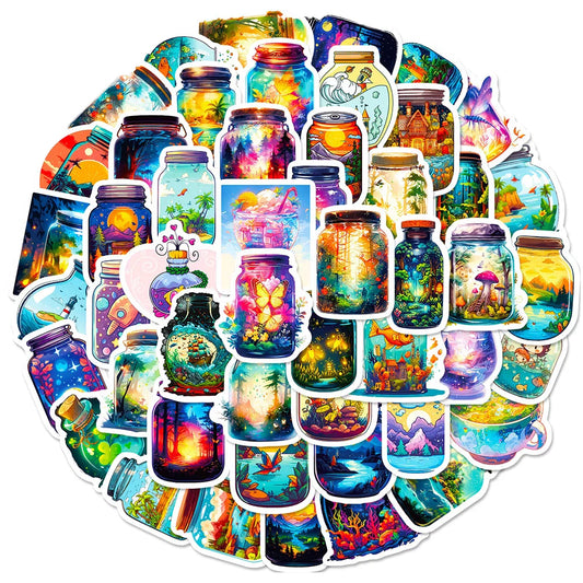 10/30/50PCS INS Style Bottle World Cartoon Aesthetic Stickers Laptop Phone Suitcase Notebook Decoration Sticker Decals Kids Toys