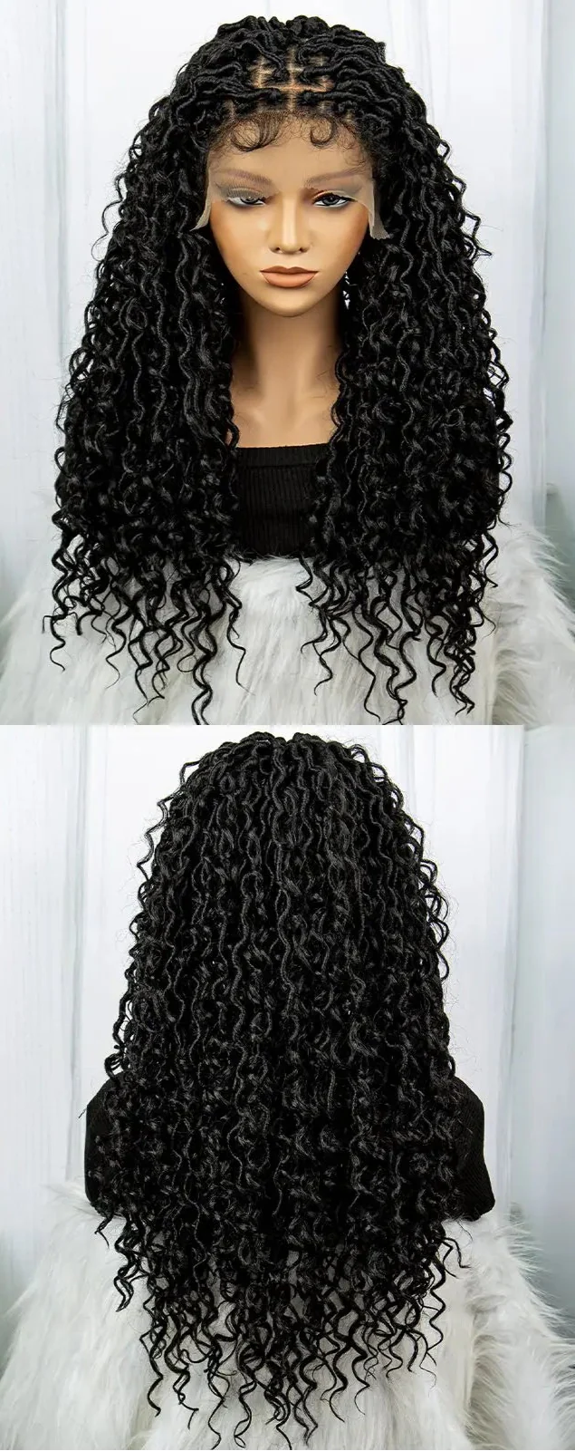 Burgundy Goddess Faux Locs Wig with Curly Ends | Crochet Twist Braids | Baby Hair