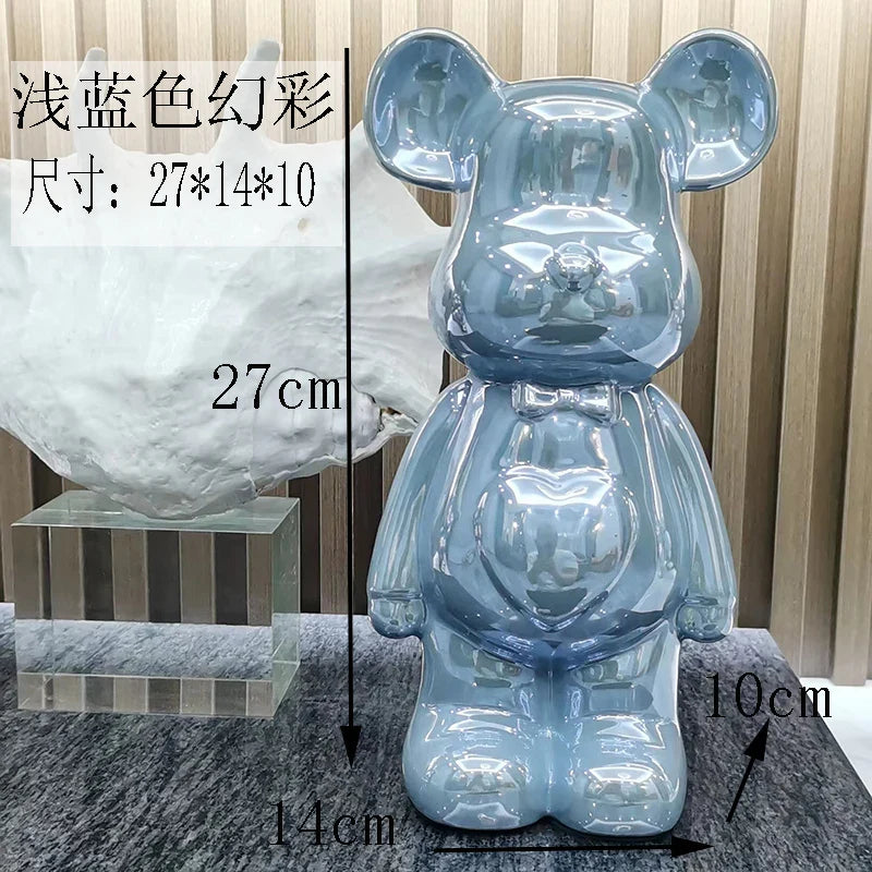 27/cm Ceramic Cartoon Teddy Bear Figurine Love Bear Ornament Living Room Small Piggy Bank Wine Cabinet Desktop Home Decoration