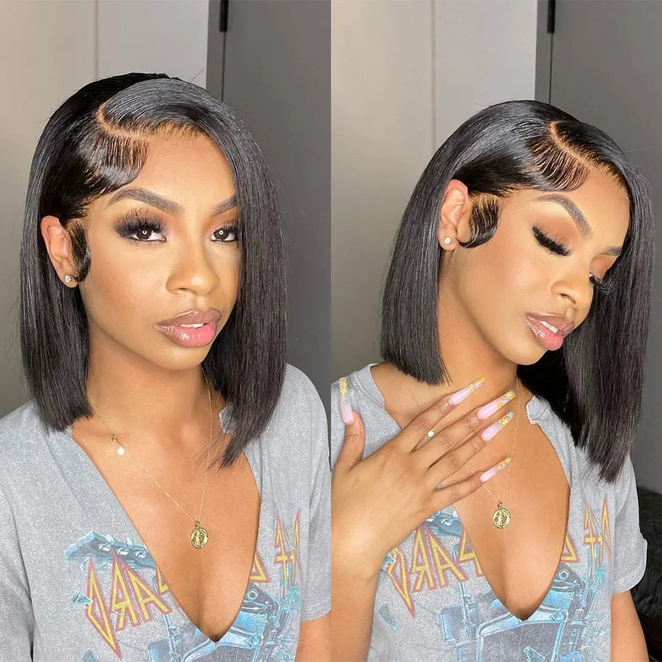Brazilian Straight Bob Wig | Glueless Lace Front Wig | 180% Density | 4-16 Inches