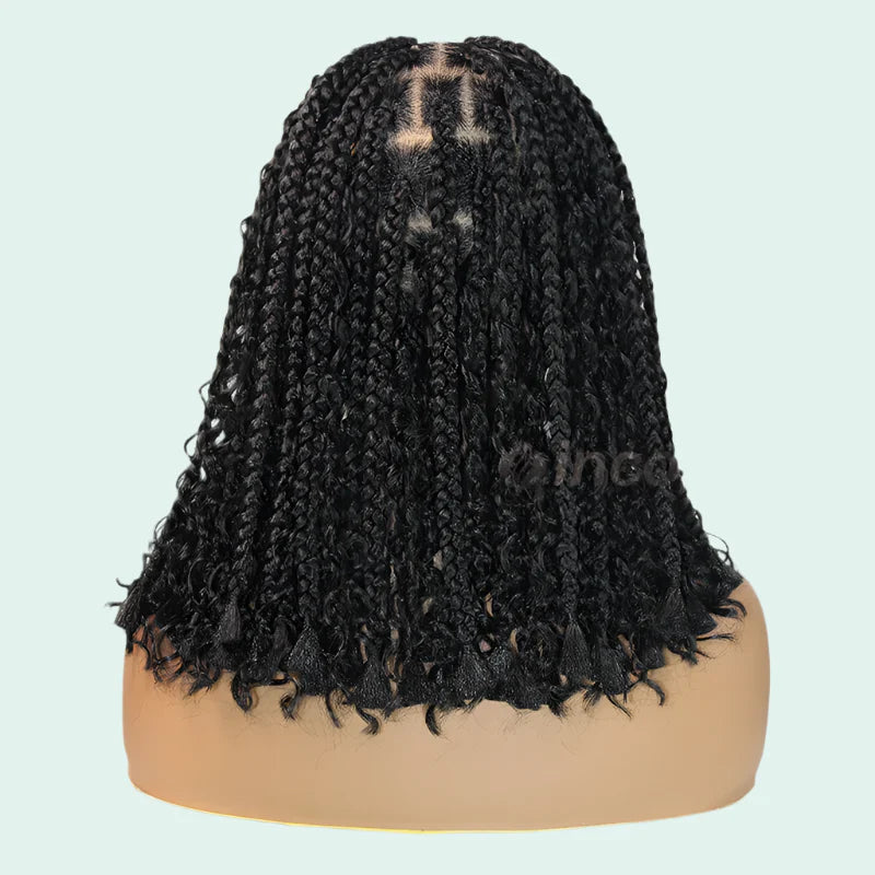 12" Goddess Boho Bob Braids Wig | 360 Lace Frontal | Curly Ends | Ombre & Color Options | Baby Hair