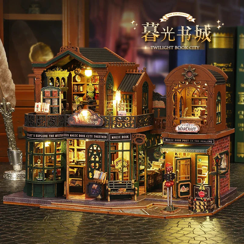 New DIY TWILIGHT BOOK CITY Miniature Kit - Handmade 3D Book Nook Model, Creative Christmas & Black Friday Gift Idea