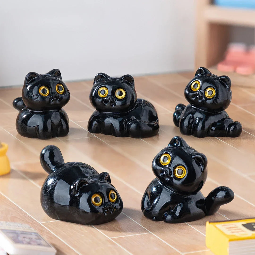 5-15Pcs Black Cat Ornament Mini Figurines Miniature Resin Cute Kitten Micro Landscape Crafts Small Ornaments Desktop Decoration