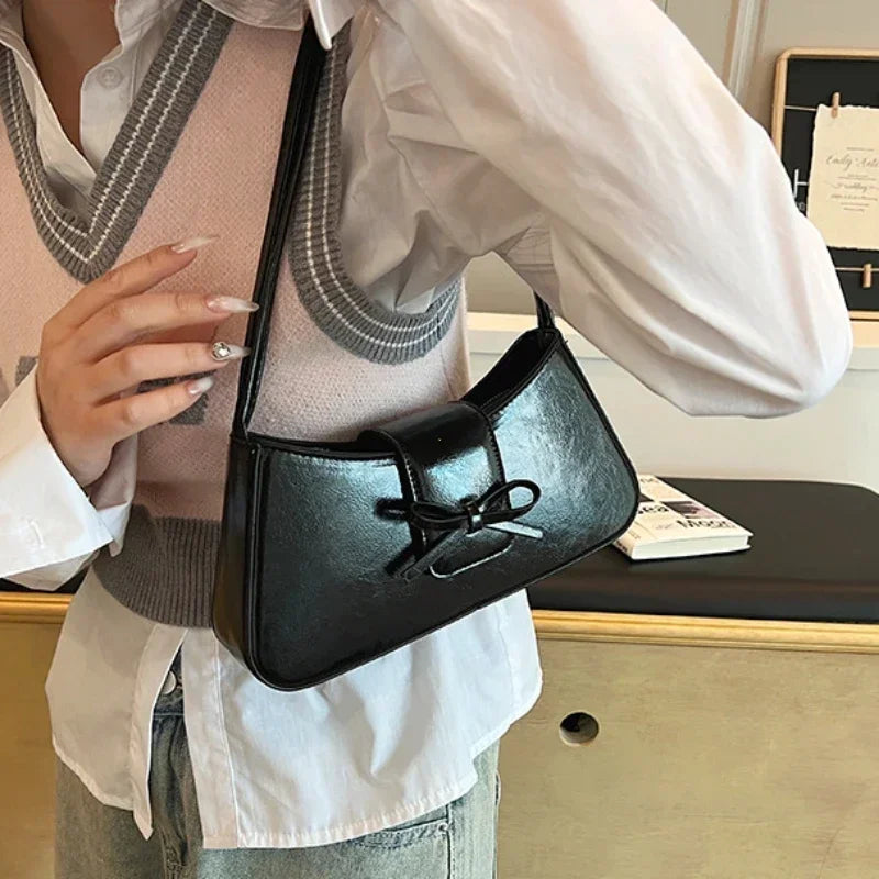 High-Grade Sense Retro Women's Underarm Bag | Spring New PU Leather Lady Commuter Shoulder Bag (Solid Small Handbags for Women)