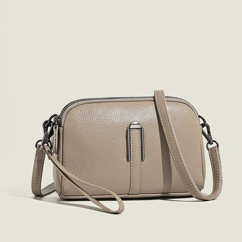 Luxury Genuine Leather Women's Crossbody Bag | Solid Color Shoulder Messenger & Clutch Phone Bag (Soft Cowhide, Sequined)