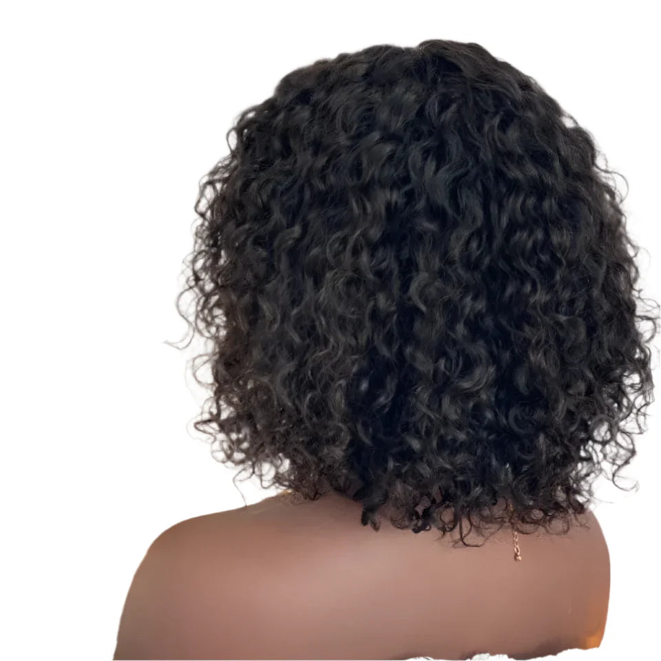 Highlight Jerry Curly Short Bob Wig | Peruvian Human Hair with Bangs