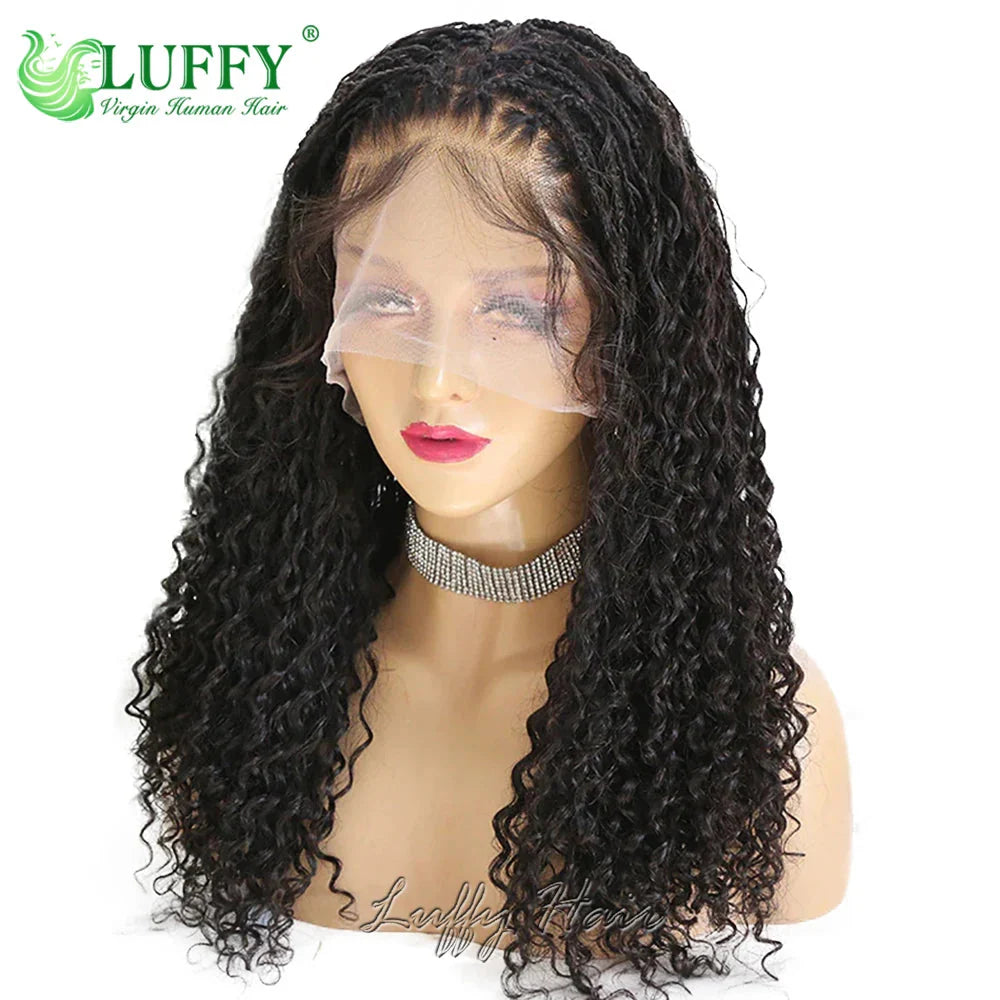 HD Full Lace Knotless Boho Box Braids Wig | Curly Ends | 300% Density | Human Hair | Pre-Plucked