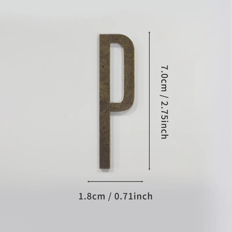 Bronze Self Adhesive House Number Metal English Alphabet Letters for Apartment Room Door Plate Table Mailbox Number Stickers 7cm