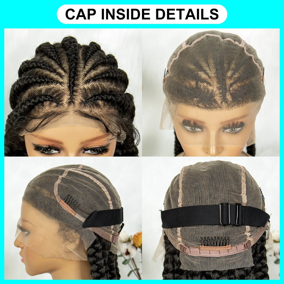 Knotless Cornrow Box Braided Full Lace Wig | Twisted Accents | Natural Hair Texture | Black Women